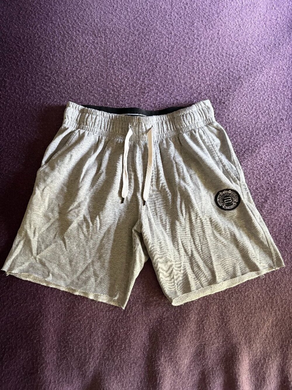 Buffalo David Bitton Gray Logo Raw Hem Sweat Shorts